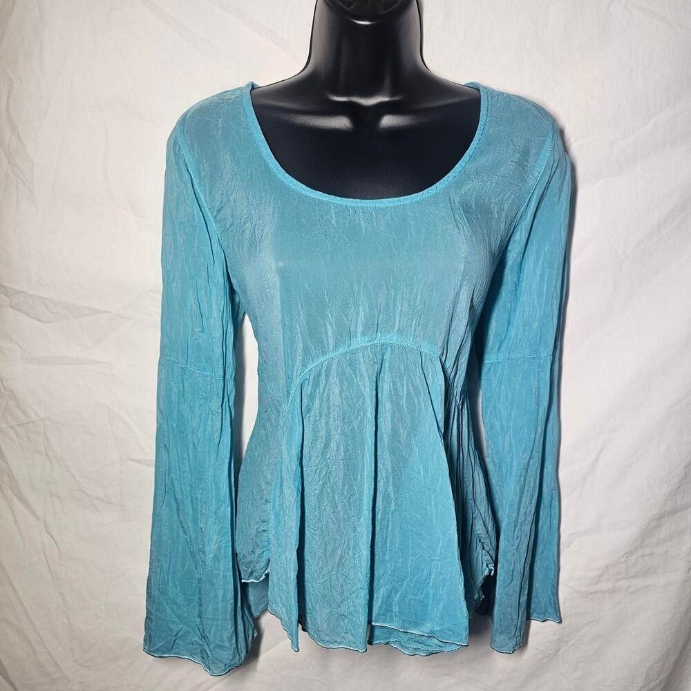 Y2K cotton light blue fairy whimsigoth flare sleeve top